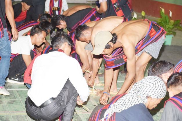 Participants engaged in the traditional firecraft during the Mungmung festival organised by Sangtam Union Mokokchung Town at Multi Sports Complex, Mokokchung on September 3. (Morung Photo)